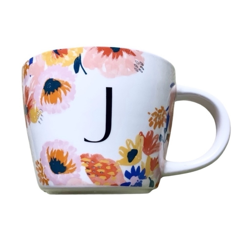 Opalhouse Stoneware “J” Floral Initial Mug
